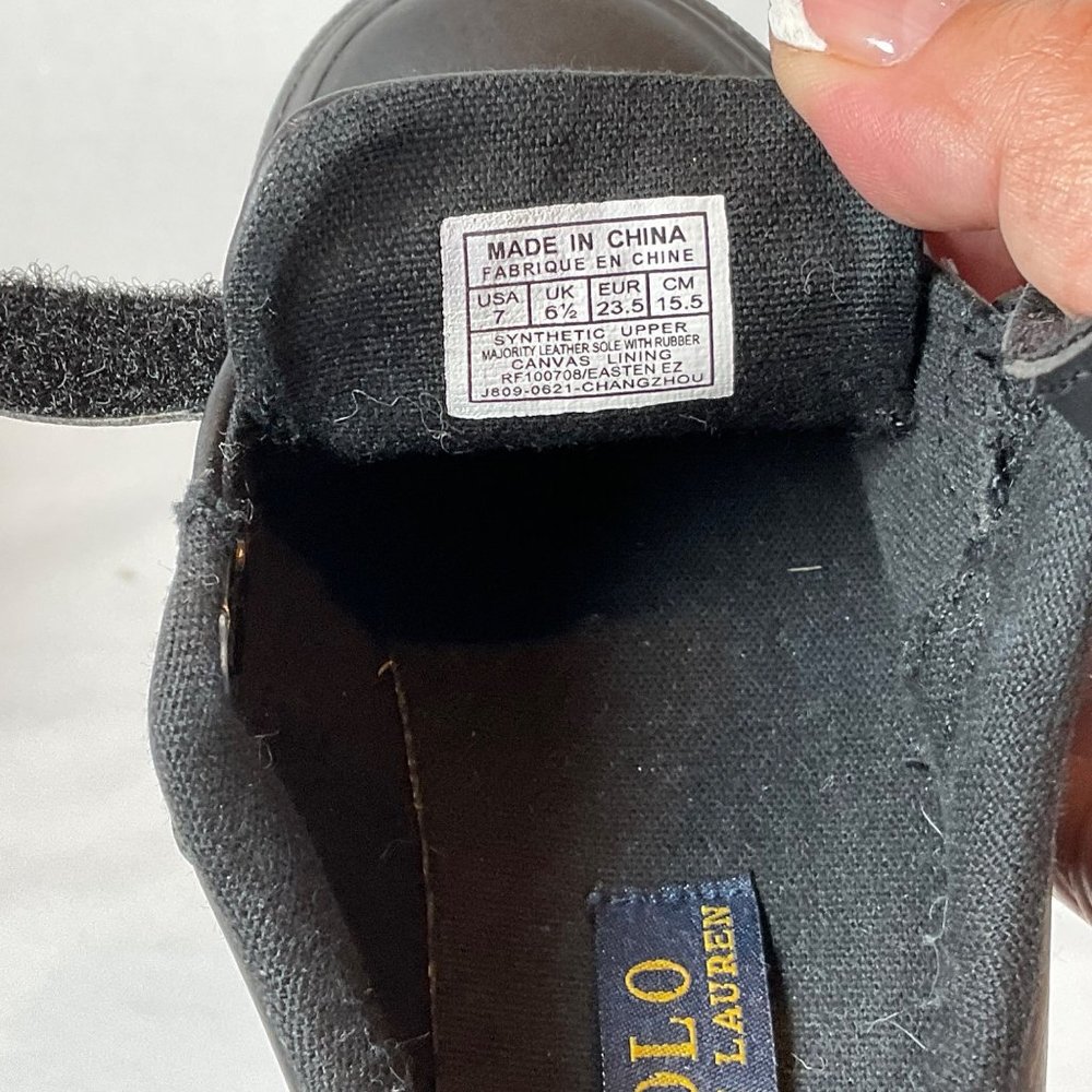 Polo Ralph Lauren Boys Toddler Hook and Loop Sneakers Shoes Size 7.0 All Black - Picture 5 of 6